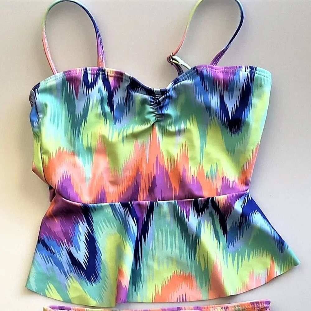 TIE DYE  GIRLS TWO PIECE SWIMSUIT EUC